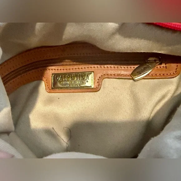 RARE Valentina Sling Backpack Real Finest Italian Red Leather Convertible Bag - Picture 9 of 16